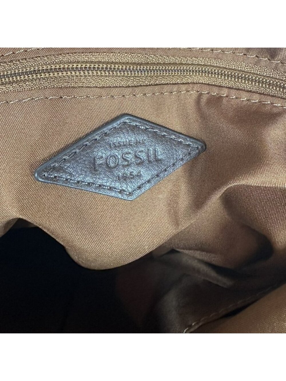 Fossil Cognac Brown Pebbled Leather Flap Backpack Purse Two Tone Travel Bag - Picture 8 of 8